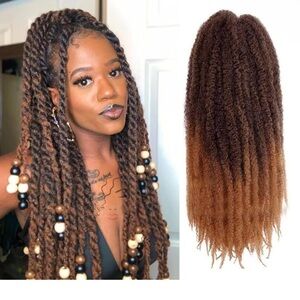 ZRQ 8 Packs Marley Afro Twist Braid 14 inch Ombre Brown Marley T1B/27